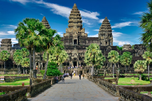 A photo of Angkor Wat, the Buddhist temple.